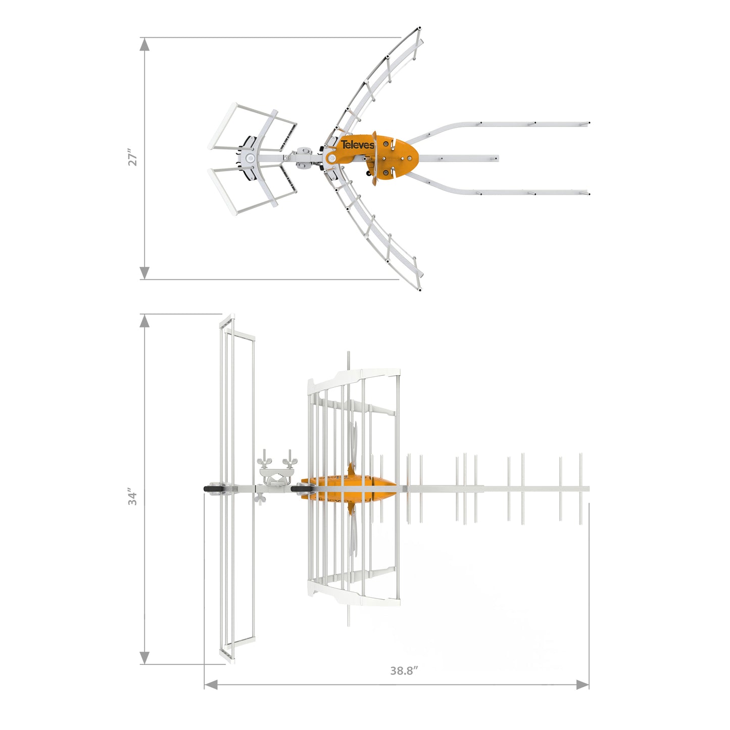 Televes 148883, ELLIPSE MIX HDTV antenna, Repack Ready! Channels 7-36, High-VHF/UHF, LTE/5G Filter, Improved Replacement for 148881