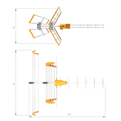 Televes 149381, V Zenit Mix HDTV Antenna, Hi-VHF/UHF, 42 Inch Boom Length with LTE Filtering