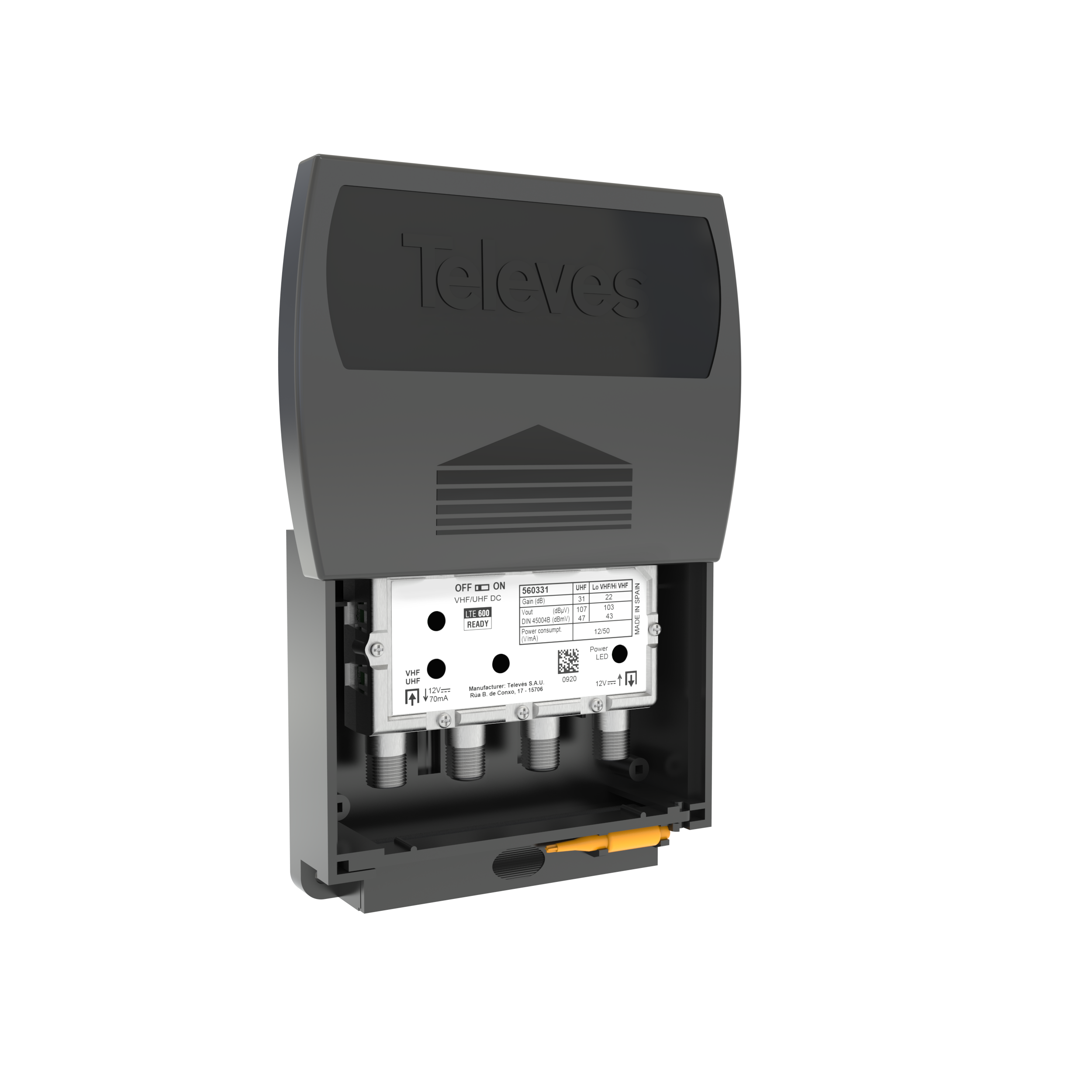 Televes 560383 Single Input Antenna Preamp 5G Cell Filter Coaxial F televes-560383-single-input-antenna-preamp-5g-cell-filter-coaxial-f