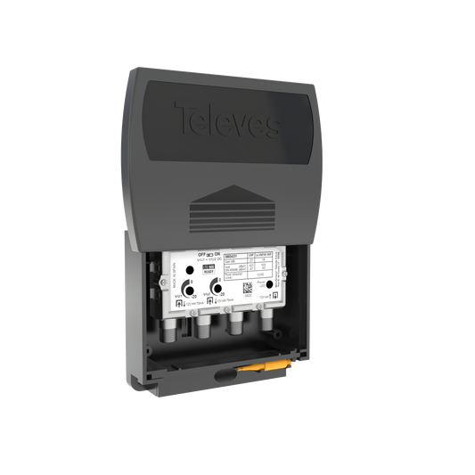 Televes 560483 Dual Input Antenna Preamp, Coaxial F-fitting Connections, Automatic Gain Control (AGC), 5G filtered