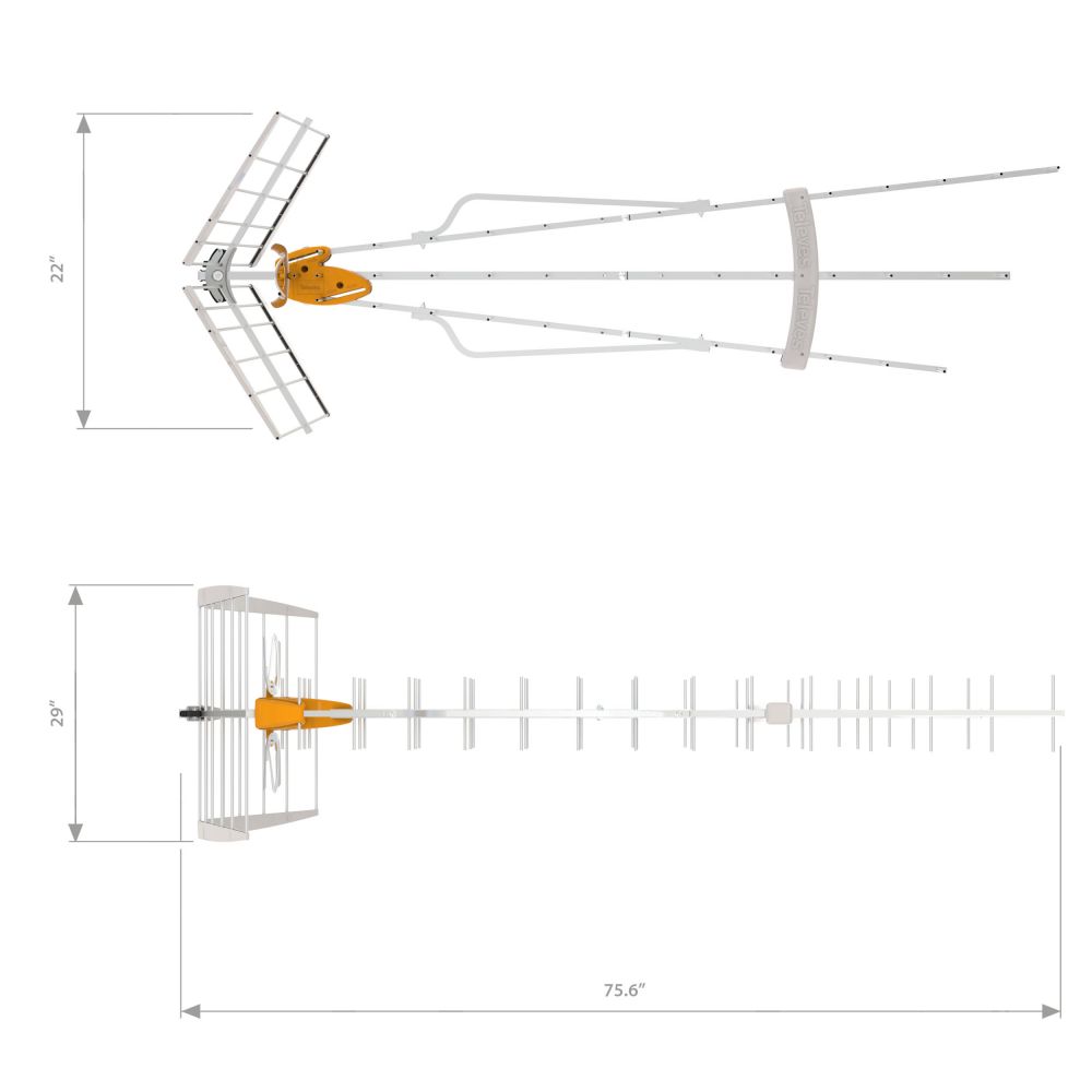 Televes 149783, DAT BOSS LR UHF Antenna W/Pre-Amplifier, Long Range/Fringe